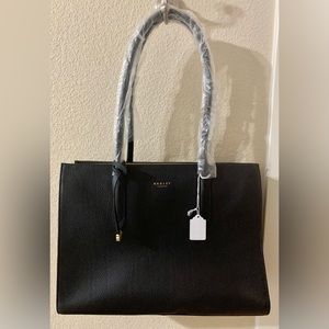 NWT RADLEY Dukes leather women's large workbag tote + Dust bag BLACK